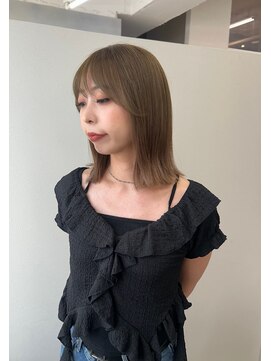 クレム 博多駅店(ChLem) ブリーチなしダブルカラー　オリーブベージュ　ボブ　髪質改善