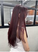 ダブルカラーチェリーレッドピンクブラウン韓国レイヤーロング