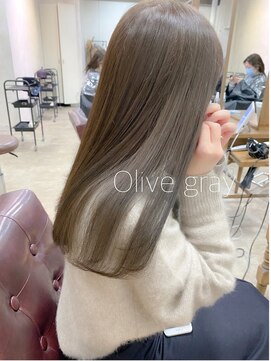 アリー 原宿 表参道(ALLY) ALLY 伸ばしかけヘアーに最適赤み消しオリーブカラー