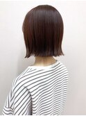切りっぱなしボブ 暖色系ショコラ 艶感ぷつっとカット