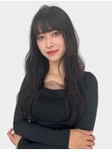 小顔薄めバングシアーカラーレイヤーナチュラルカール前髪美髪