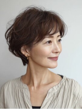 白髪ぼかし似合わせ大人ショート30代40代50代60代◎