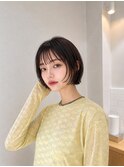 地毛風縮毛矯正韓国風顔まわりレイヤー小顔ボブ切りっぱなしボブ