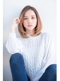 ラフ小顔ひし形ミディ バレイヤージュ