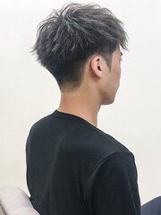 ツーブロックコンマヘアダークグレーグレージュダークアッシュ