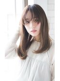 濡れ髪　切りっぱなし　オリーブカラー　セミウェットウェーブ