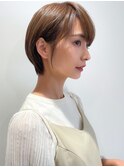 耳掛けマッシュ黒髪ボブウルフココアベージュグレージュカラー