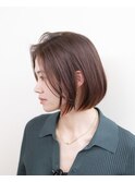 切りっぱなしボブ/ブリーチなし/ピンクベージュ/豊橋/豊川/田原