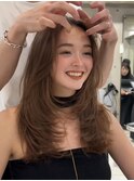 韓国ヘアーハッシュカットレイヤーカットグレージュブリーチ無し