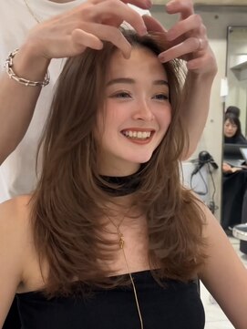 サイン 表参道(SIGN) 韓国ヘアーハッシュカットレイヤーカットグレージュブリーチ無し