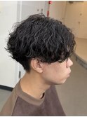 爽やか無造作ビジネスツーブロック波巻きパーマ
