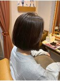 前下がり美シルエット簡単スタイリングボブダークアッシュ