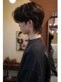 メンズウルフカットマッシュウルフニュアンスパーマ眉毛カット