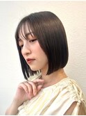 切りっぱなしショートボブ/ダークアッシュ/小顔/20代30代p北浦和