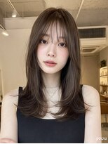 ケシキ 表参道 原宿(kesiki.)&nbsp;ミディアムレイヤー顔周りカットハッシュカットワンホンレイヤー