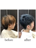 大人クール☆ツーブロック×ネイビーブルー