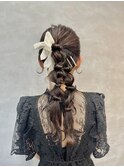 【ツインポニーテール】結婚式/銀座/ヘアセット/アレンジ