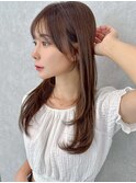 サラツヤロングベージュカラーブリーチしない透明感カラー