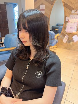 ネオリーブ モカ 川崎チネチッタ店(Neolive mocca) 韓国ミディアムワンホンレイヤー×グレーブラック