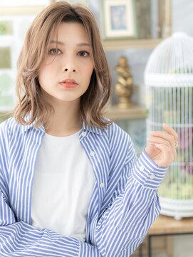 カバーヘア ブリス 川口(COVER HAIR bliss) 外国人風インナーカラーかきあげ前髪ロブヘアa川口20代30代40代