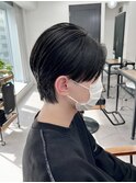 韓国マッシュセンターパート×黒髪ツーブロック[メンズ]
