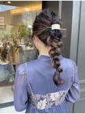 ヘアセット　編みおろし　結婚式