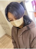 ラベンダーシルバーで作るショートボブ/ダブルカラーあり