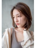 大人かわいい前髪セシルカットココアブラウンフリンジウェーブ