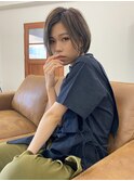 大人可愛い20代30代40代前下がりショートボブ丸みショート◎