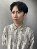 センターパート ツーブロマッシュ 黒髪