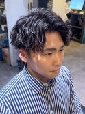 刈り上げセンターパートフェザーパーマサーフカールn