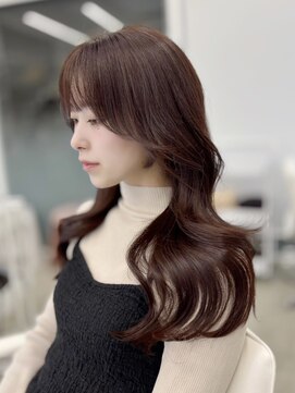 アイシー 表参道(ICY) 小顔顔周りカット韓国レイヤーカットくびれヘア*ピンクブラウン