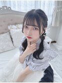 可愛くなれる流し前髪×編み込みローツイン　＊Lilmeひめの＊