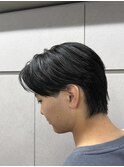 メンズセンターパートニュアンスパーマアップバング