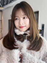 アルバム 渋谷パルコ(ALBUM) ロング顔周りレイヤー韓国ヘアココアベージュ_F41278