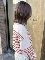 ニコリヘアワークス(nicori hair works)&nbsp;ボブ×外ハネ×ベージュブラウン2