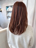 キャアリー(Caary) 福山人気レイヤーロング艶髪ブリーチなしオレンジベージュ小顔
