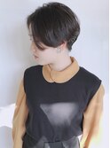 【morio 原宿】黒髪　前髪なしのショートヘア