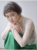 マッシュショートカーキグレージュ大人かわいいフェザーバング
