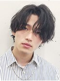 ツイストスパイラルパーマツーブロックマッシュセンターパート