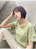 韓国丸みショートボブ◎オータムブラウン
