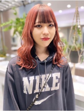 アース コアフュールボーテ ふじみ野店(EARTH coiffure beaute) チェリーレッドダブルカラーケアブリーチワンホンカラー