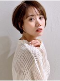前髪あり耳掛け丸みくびれショートボブ20代30代40代50代(蘭)