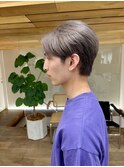 メンズハイトーンマッシュウルフ1ブリーチシルバーカラー