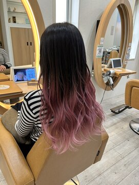 アドラーブル けやき通り店(adorable) 10代20代★グラデーション♪ダブルカラーブリーチチェリーピンク