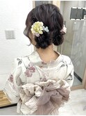 【浴衣ヘア】編み込みツインお団子