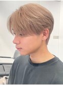 メンズブリーチカラーミルクティーベージュカラーダブルカラー