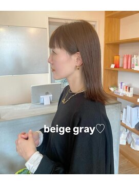 リノ(RINO) ベージュグレー　切りっぱなしロブ