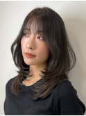  韓国ヘアーハッシュカットレイヤーカットハイライトカラー