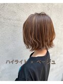 《Suite》きりっぱなしボブ　ハイライト ベージュ　透明感カラー